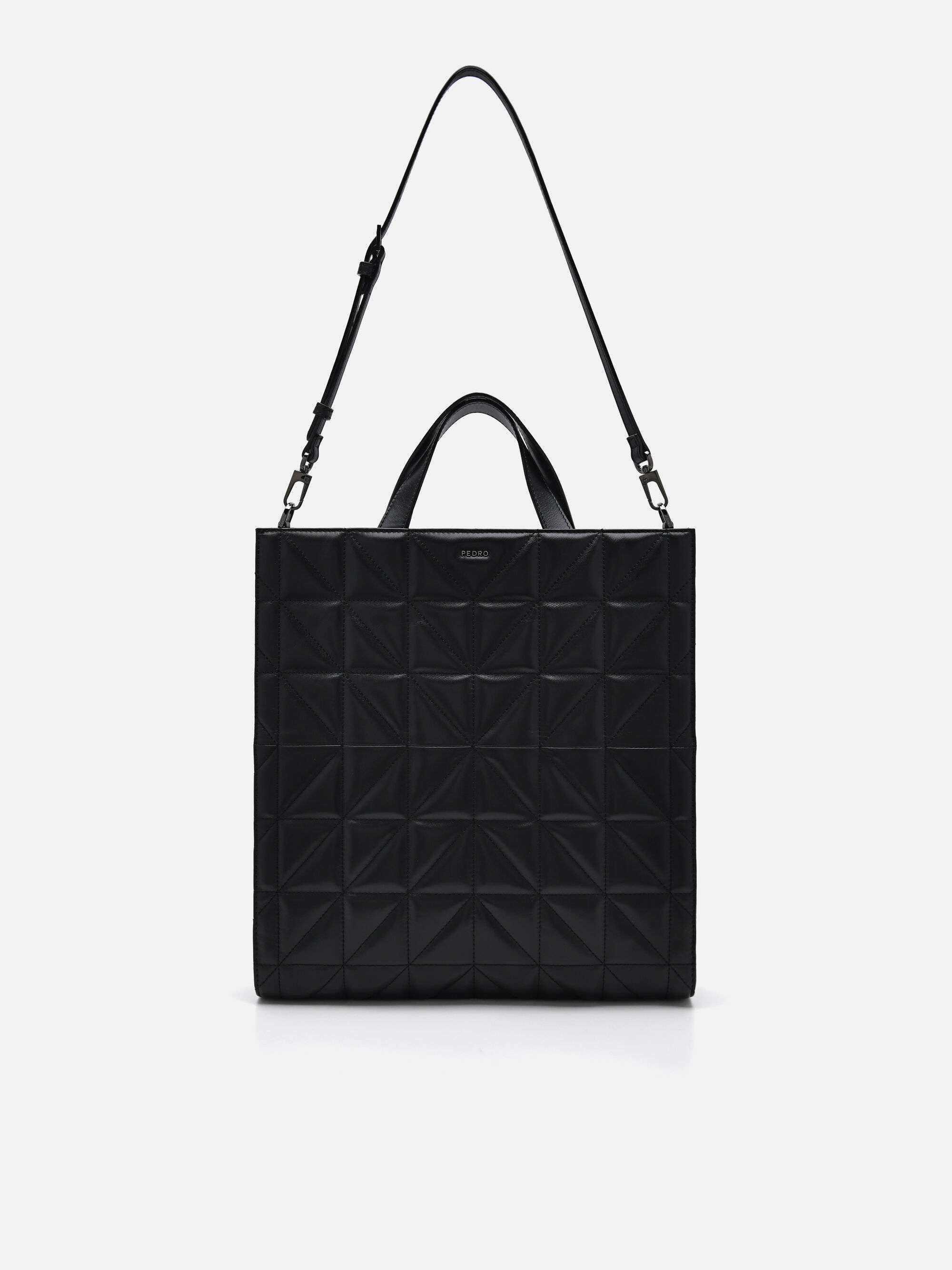 Túi tote phom chữ nhật Studio Kayla Leather Pixel, Đen, hi-res