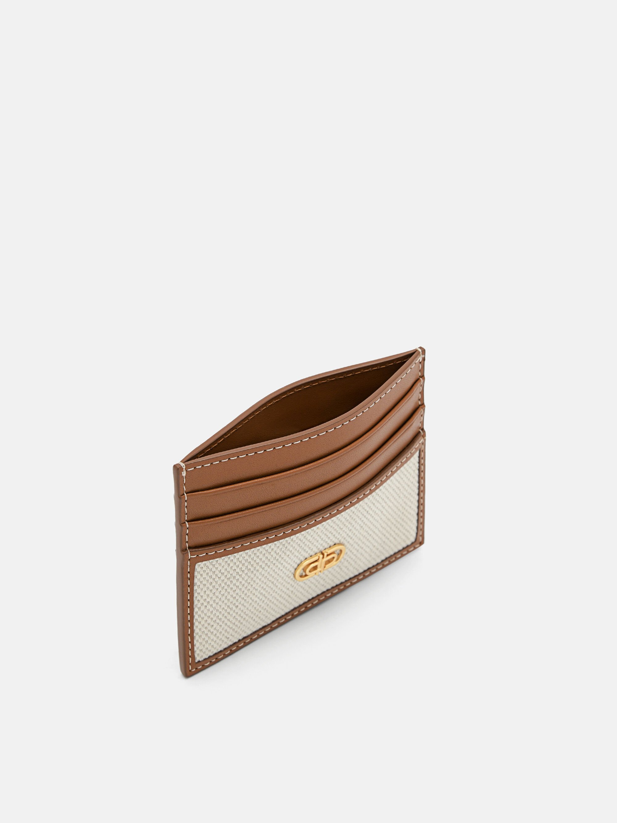 PEDRO Icon Leather Woven Card Holder, Cognac, hi-res