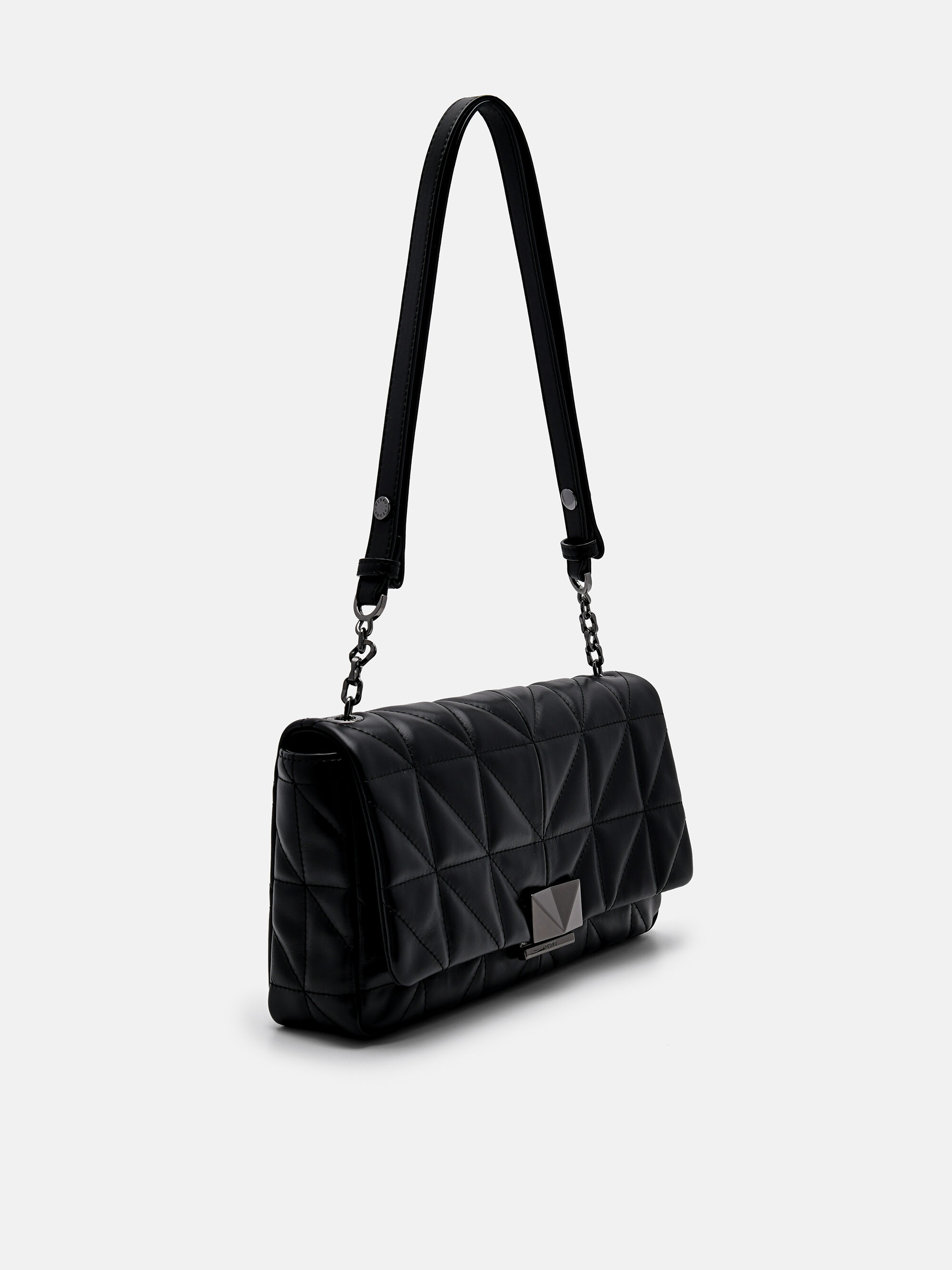 PEDRO Studio Leather Shoulder Bag in Pixel, Black, hi-res