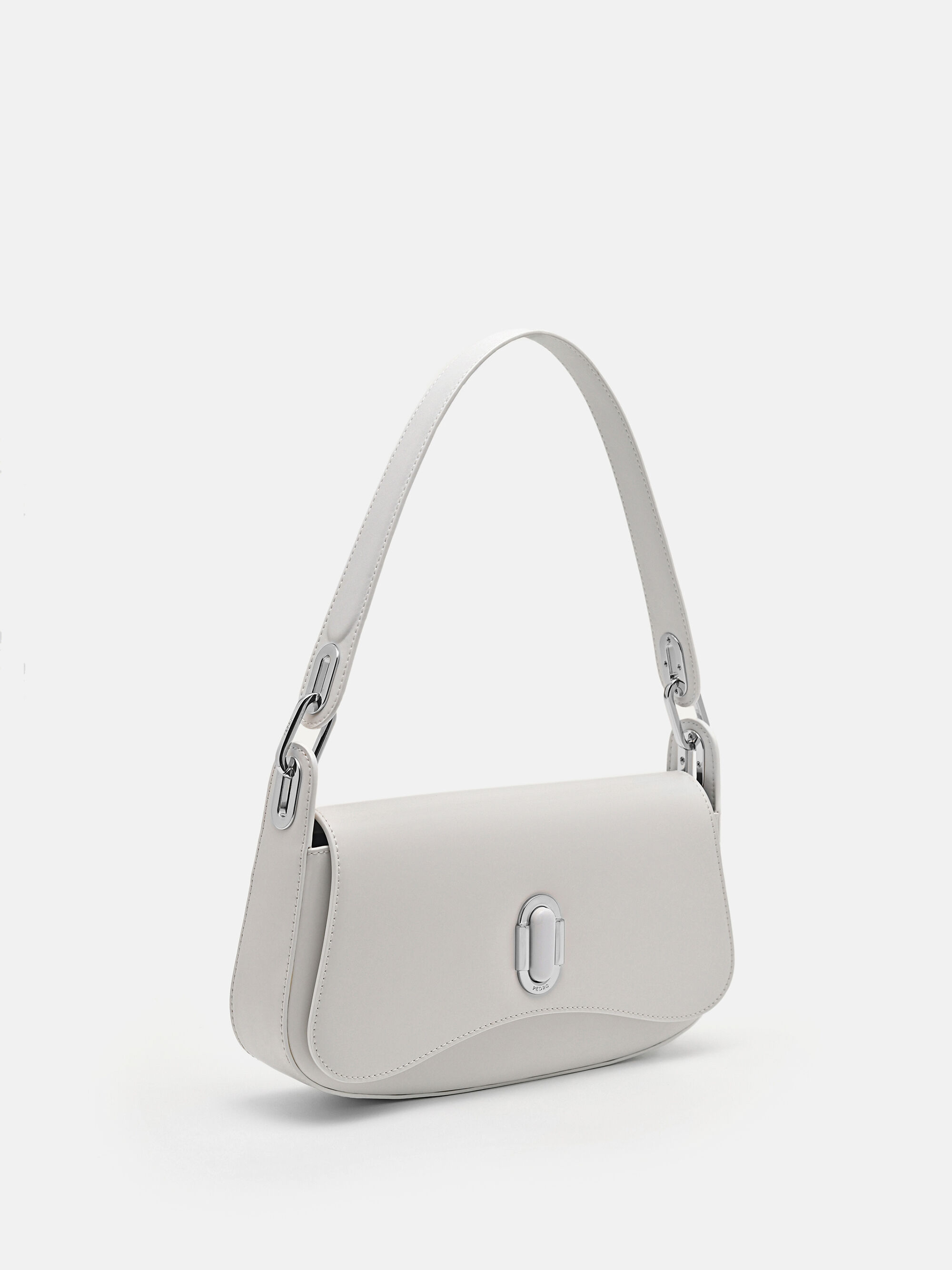 PEDRO Studio Rift Leather Shoulder Bag, White, hi-res