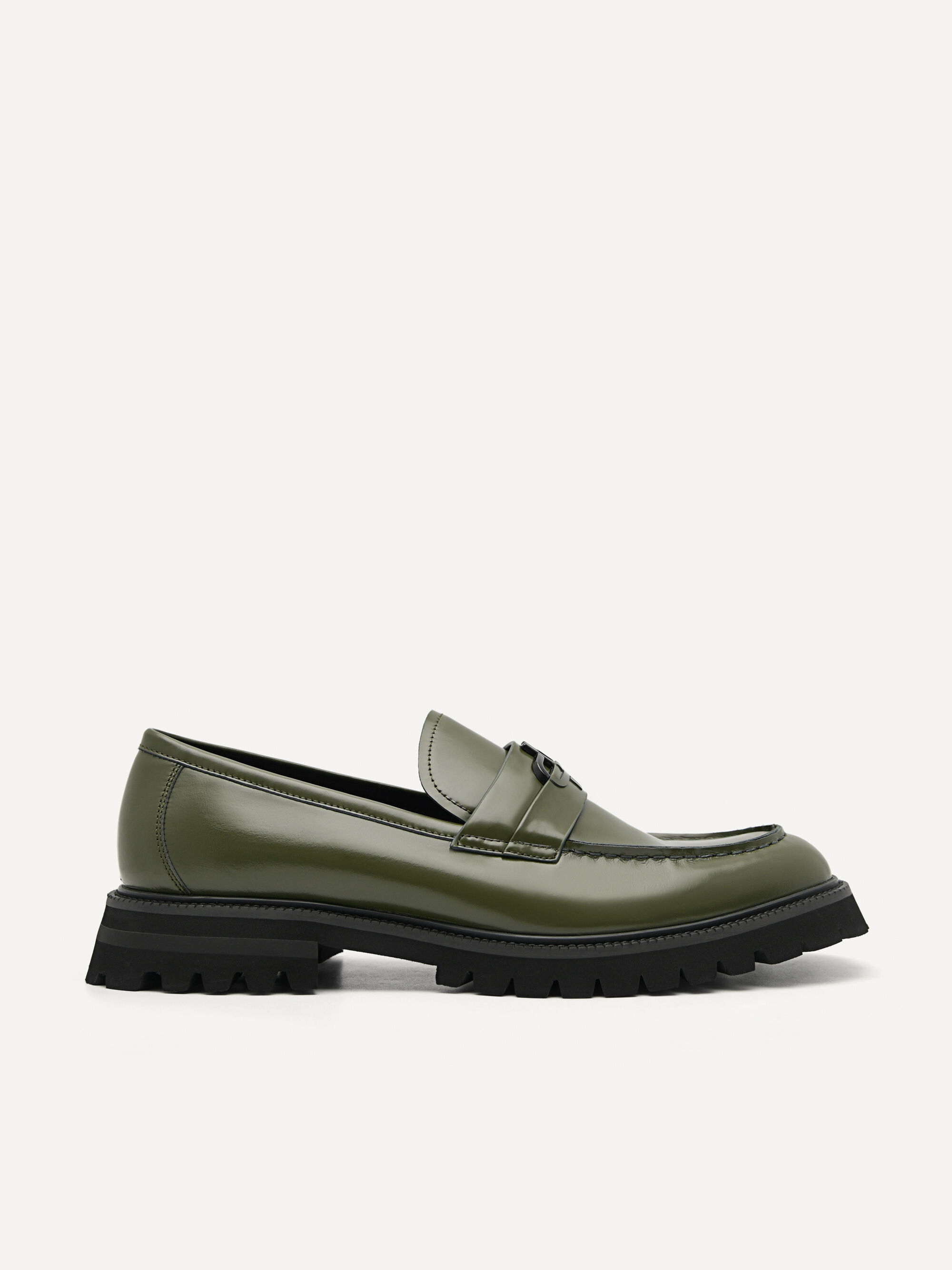 PEDRO Icon Leather Loafers, Military Green, hi-res