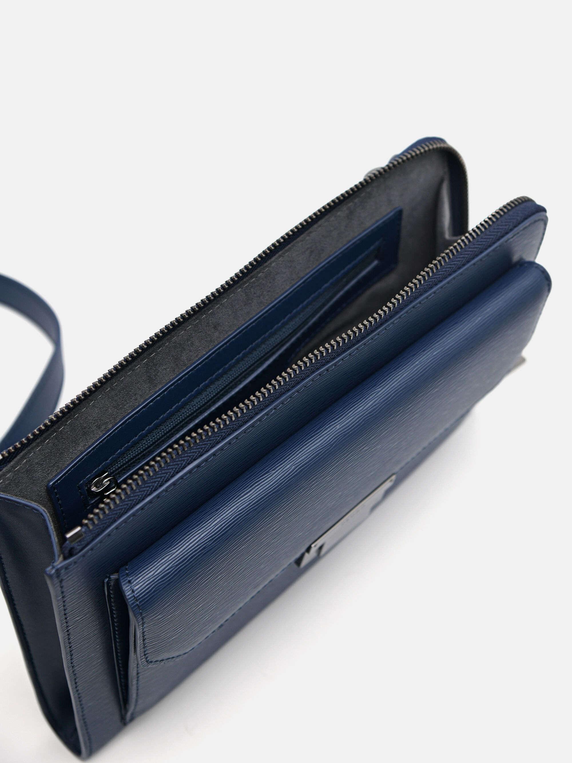 Henry Leather Clutch Bag, Navy, hi-res