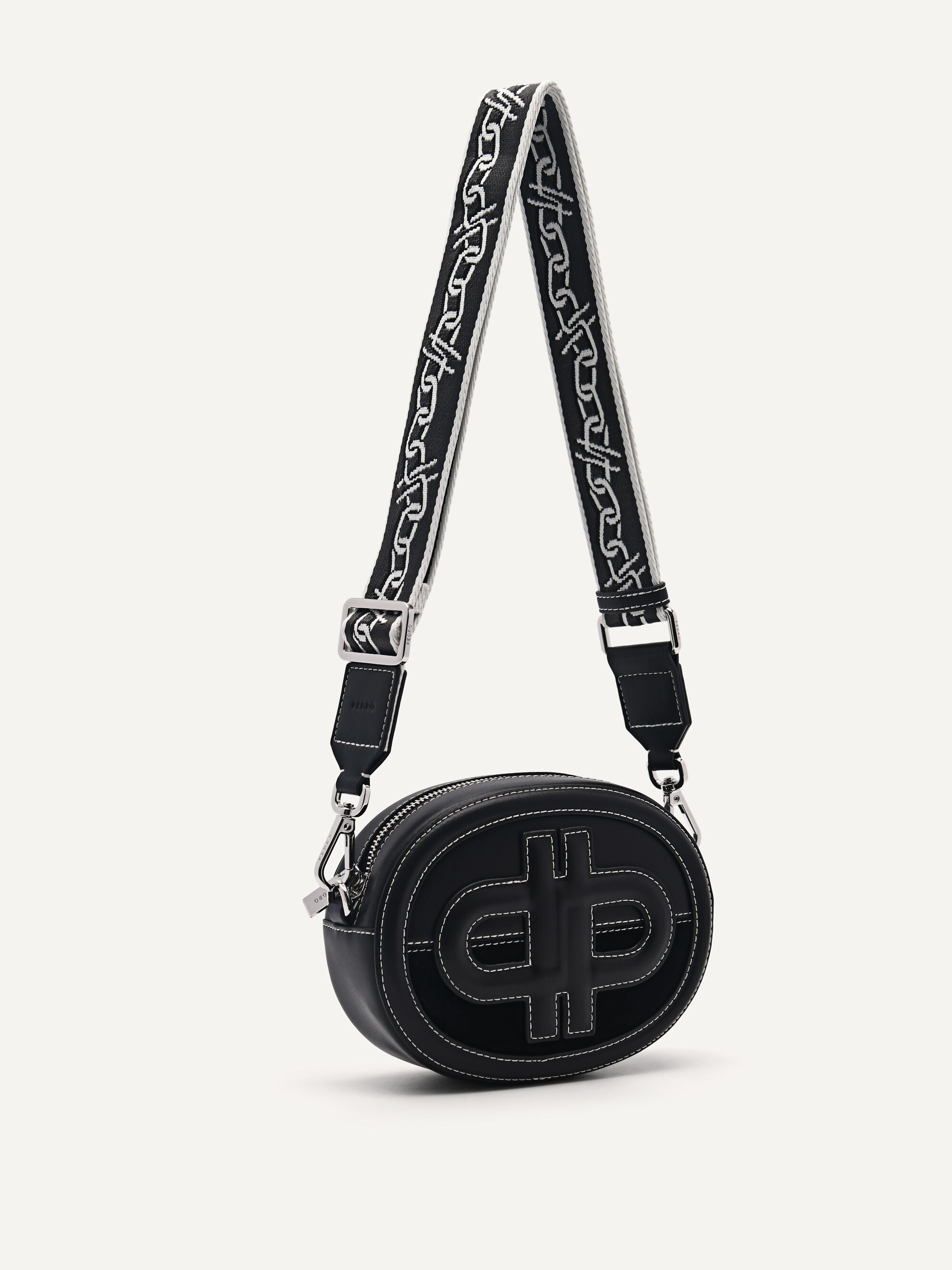 PEDRO Icon Round Leather Shoulder Bag, Black, hi-res