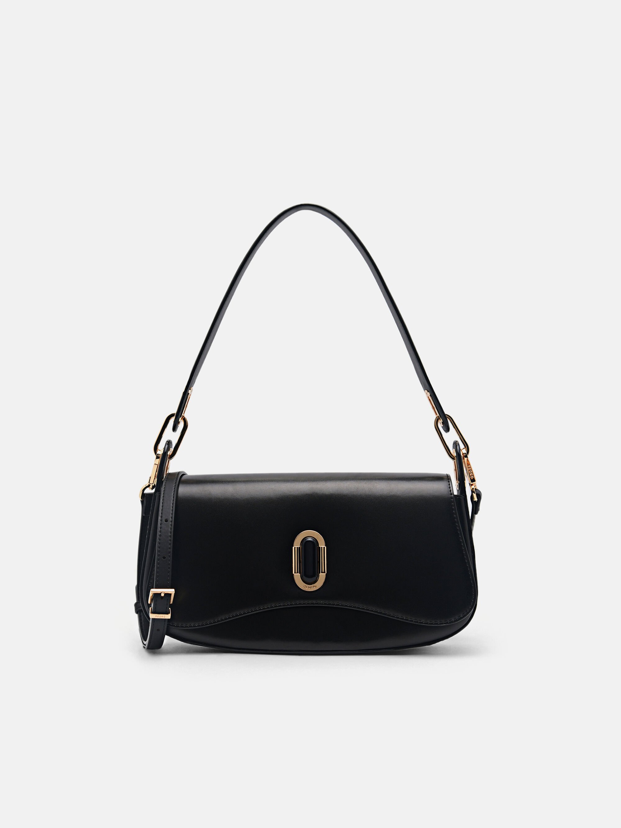 PEDRO Studio Rift Leather Shoulder Bag, Black, hi-res