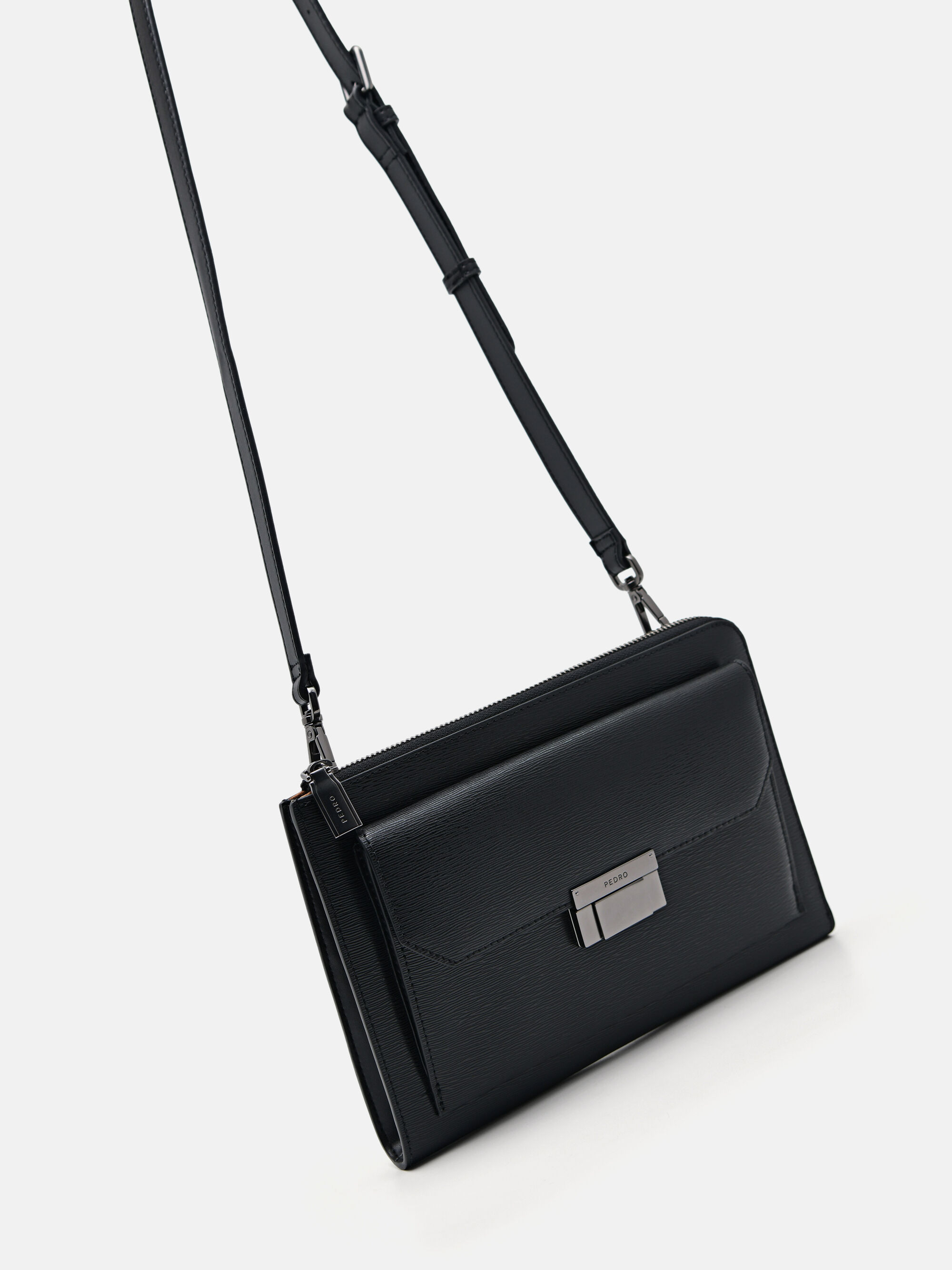 Henry Leather Clutch Bag, Black, hi-res