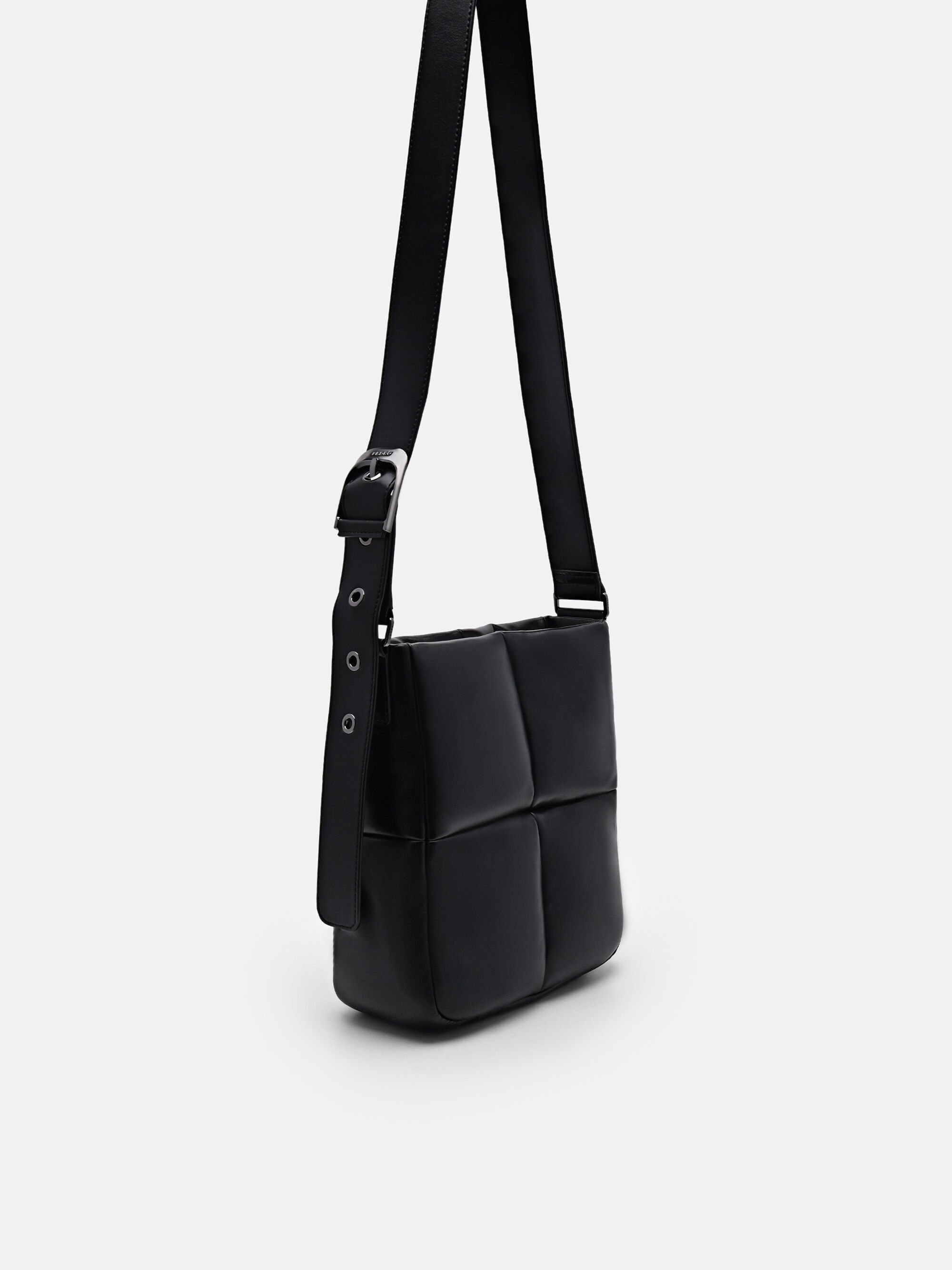 Helix Quilted Shoulder Bag, Black, hi-res