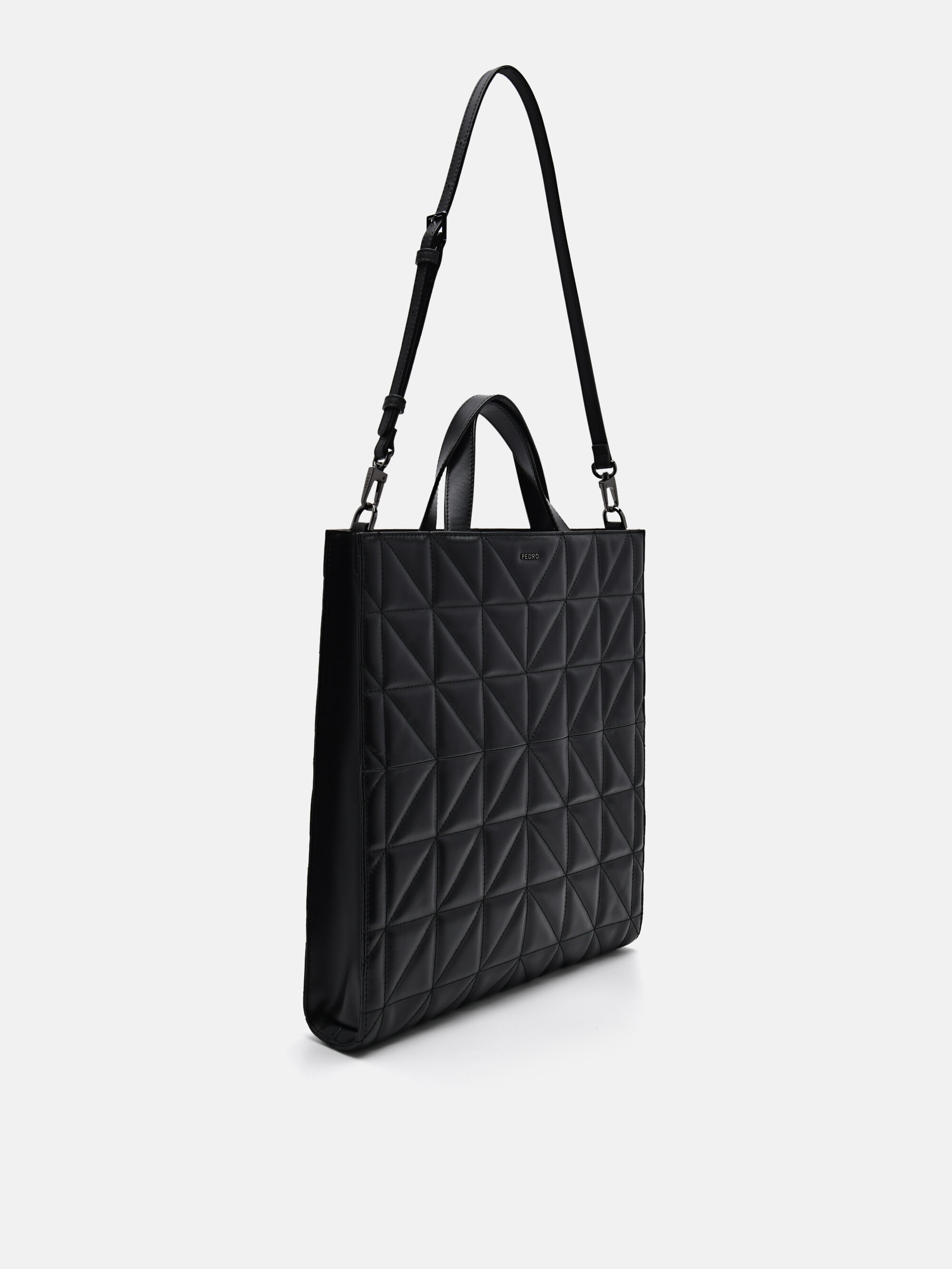 Túi tote phom chữ nhật Studio Kayla Leather Pixel, Đen, hi-res