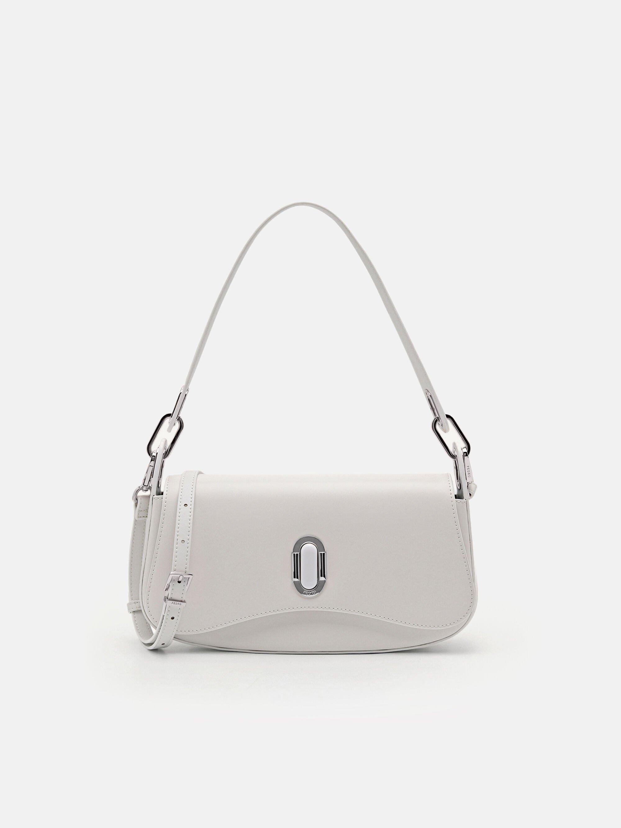 PEDRO Studio Rift Leather Shoulder Bag, White, hi-res