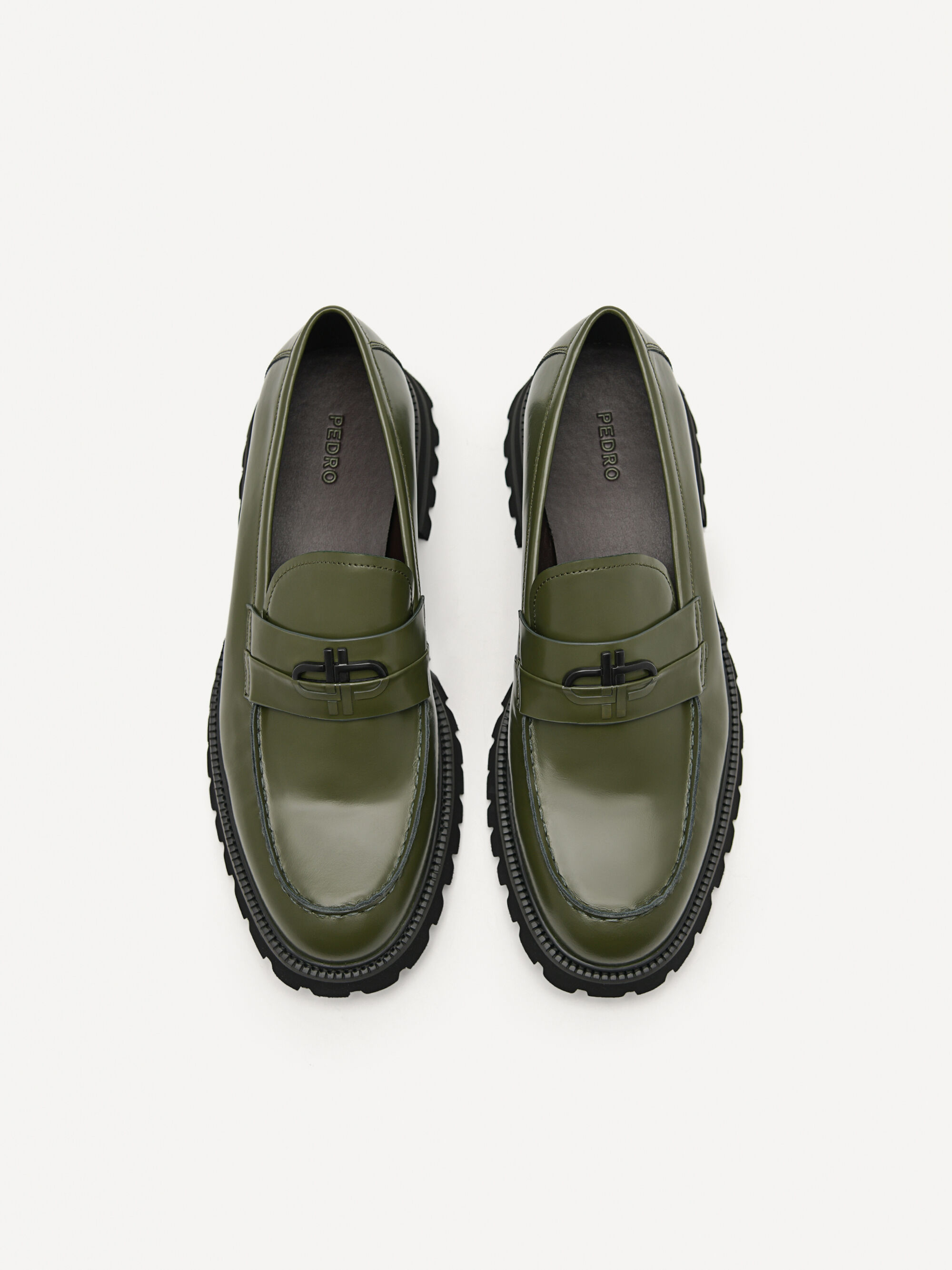 PEDRO Icon Leather Loafers, Military Green, hi-res