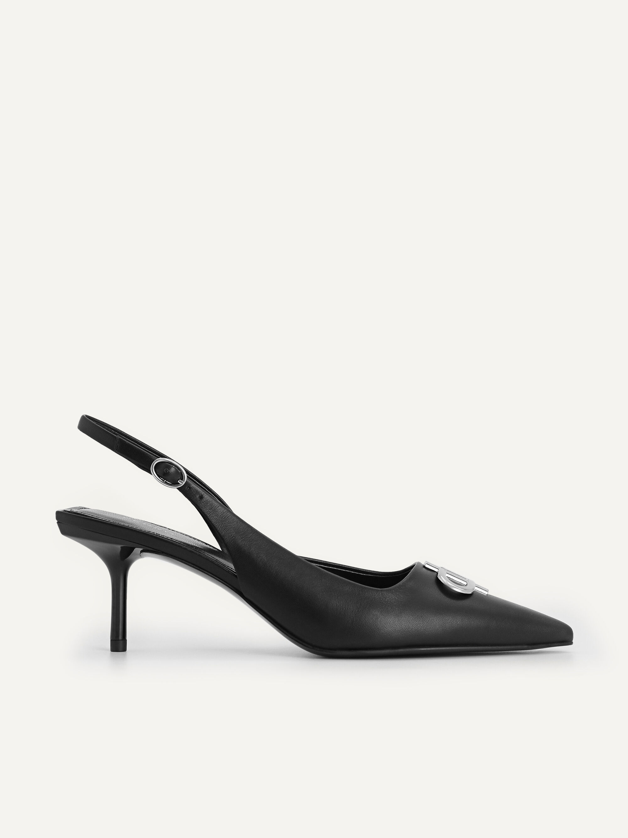 PEDRO Icon Leather Pointed Slingback Pumps, Black, hi-res