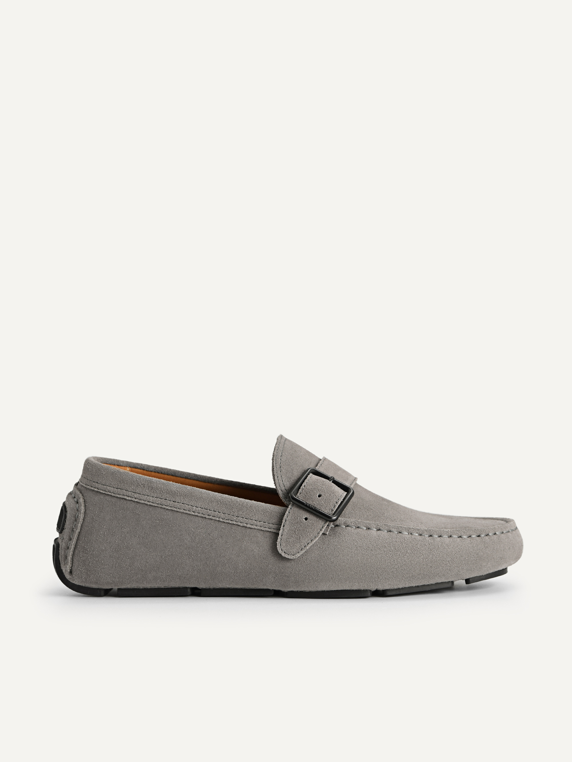 gray suede moccasins