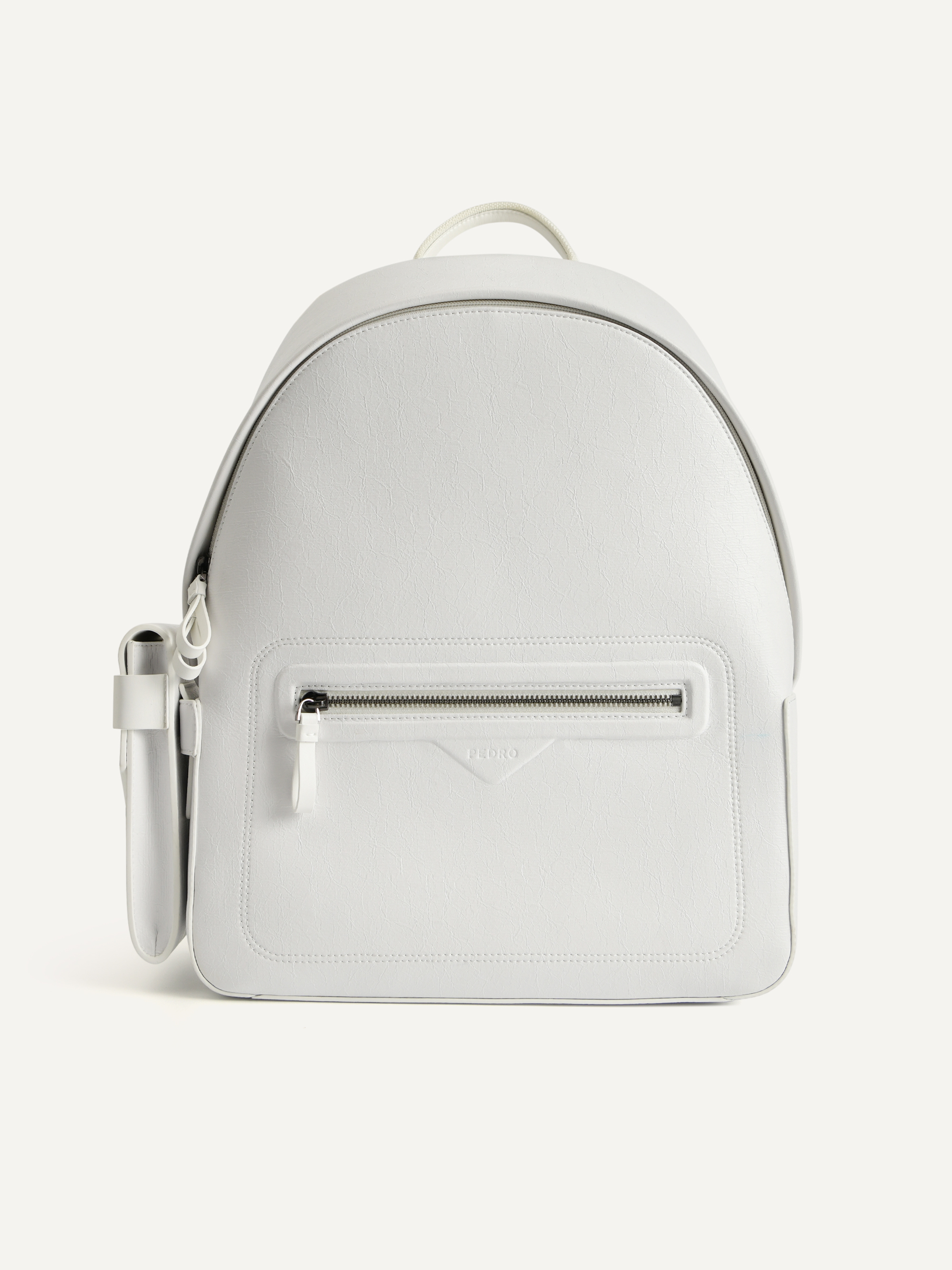 white leather mini backpack