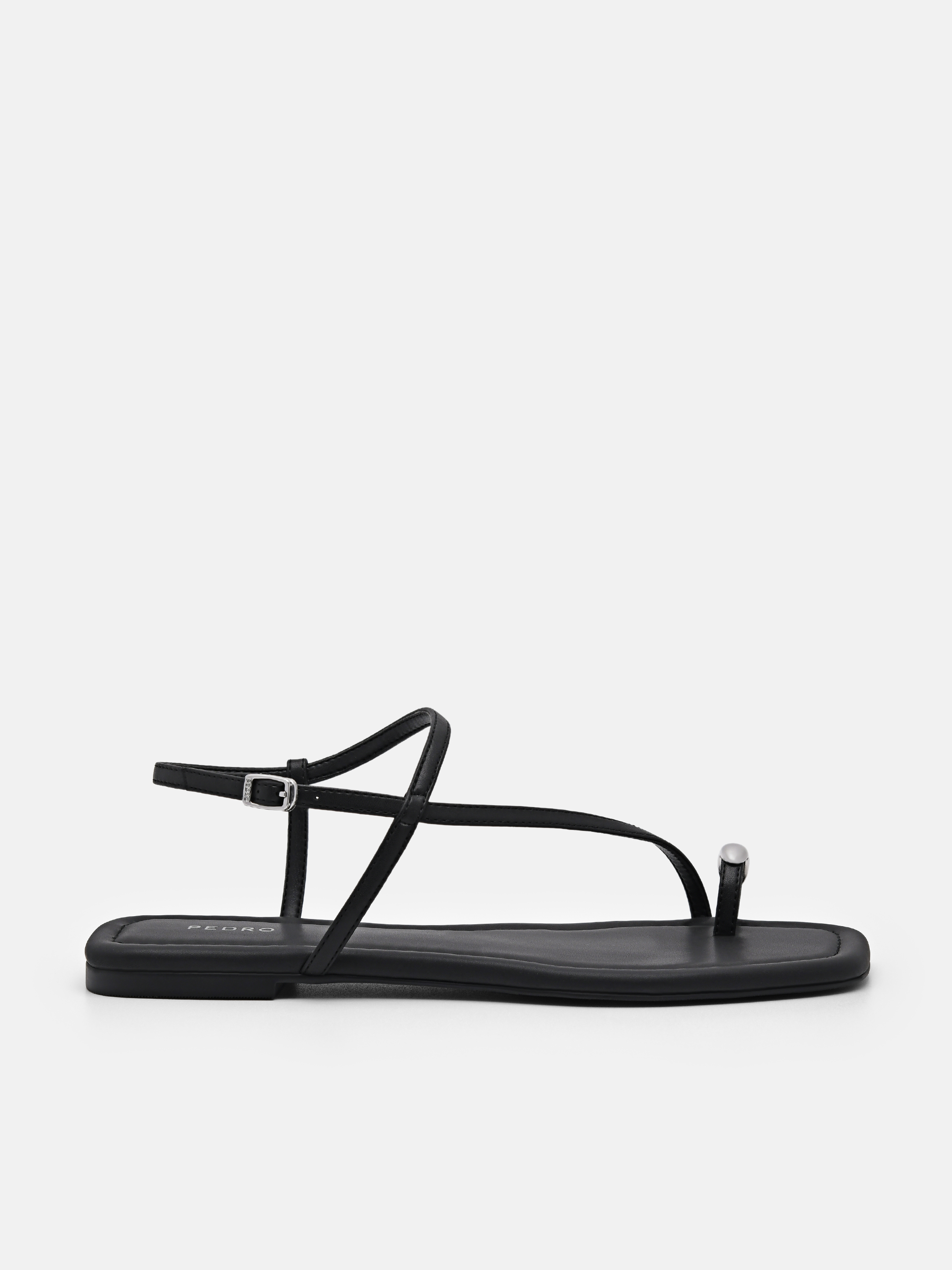 Black Lia Toe Ring Sandals - PEDRO SG