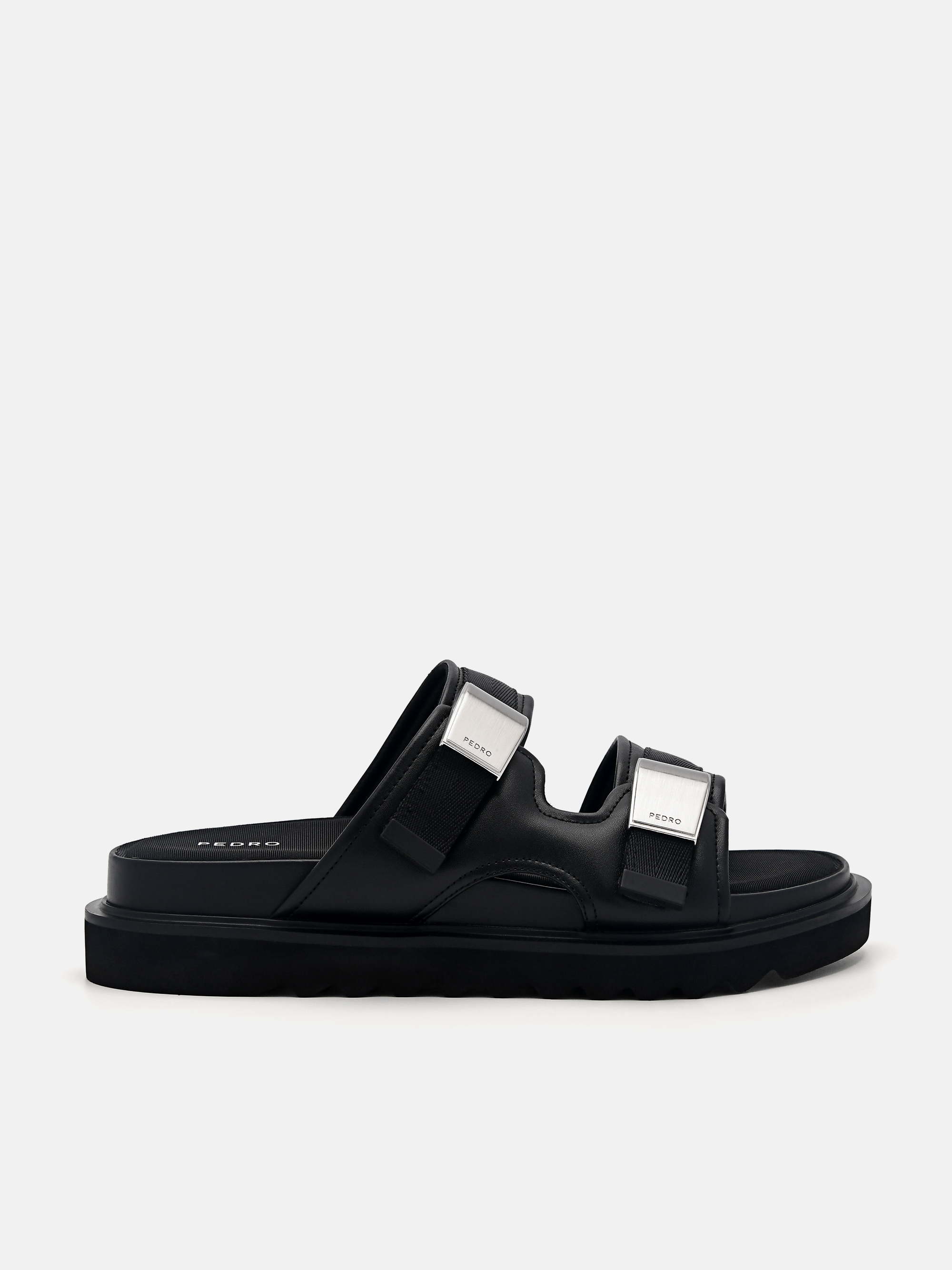 Black Aryna Double Strap Sandals - PEDRO EU