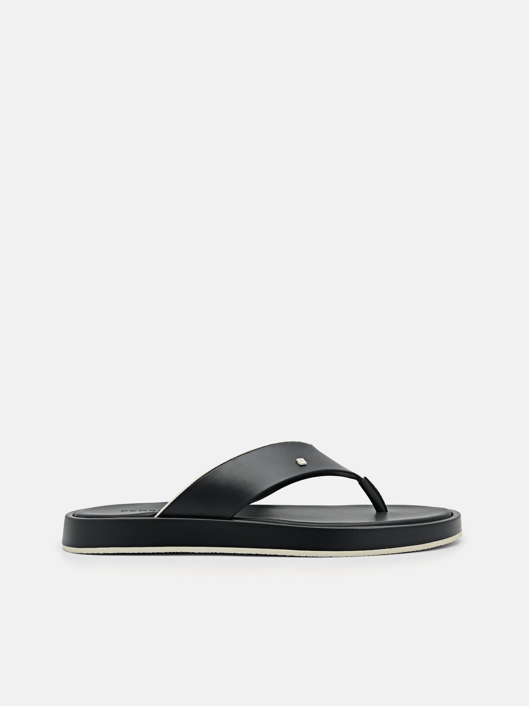 Black Microfiber Thong Sandals | PEDRO UK