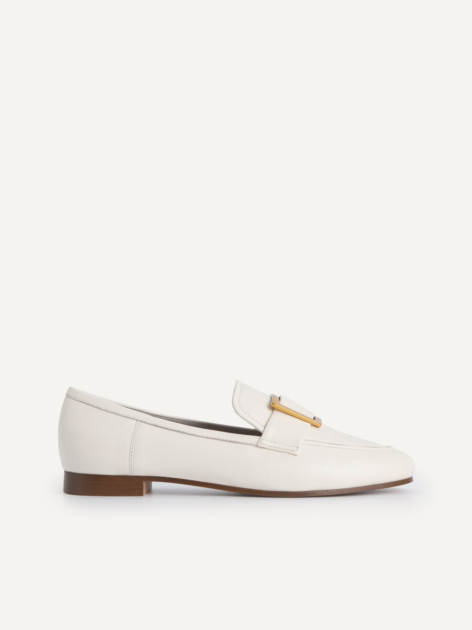 white buckle loafers